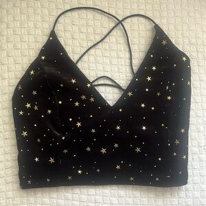 ⚡️ONE WEEK LEFT BEFORE DONATION⚡️Starry Sky Tie Back CrissCross Stretchy Top